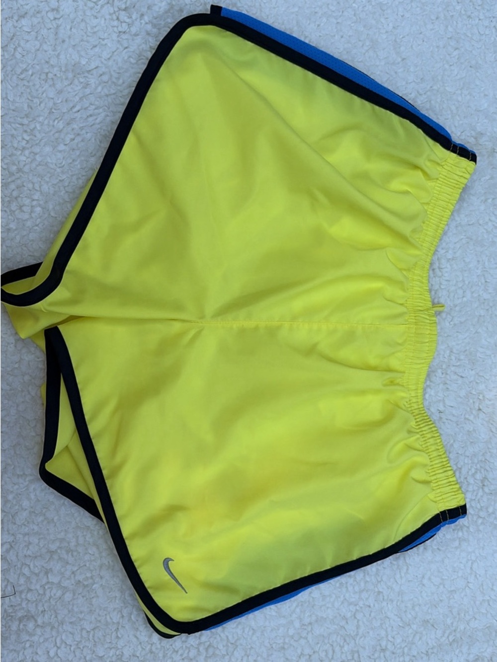Nike Women's Bright Yellow Athletic Shorts with Black Trim